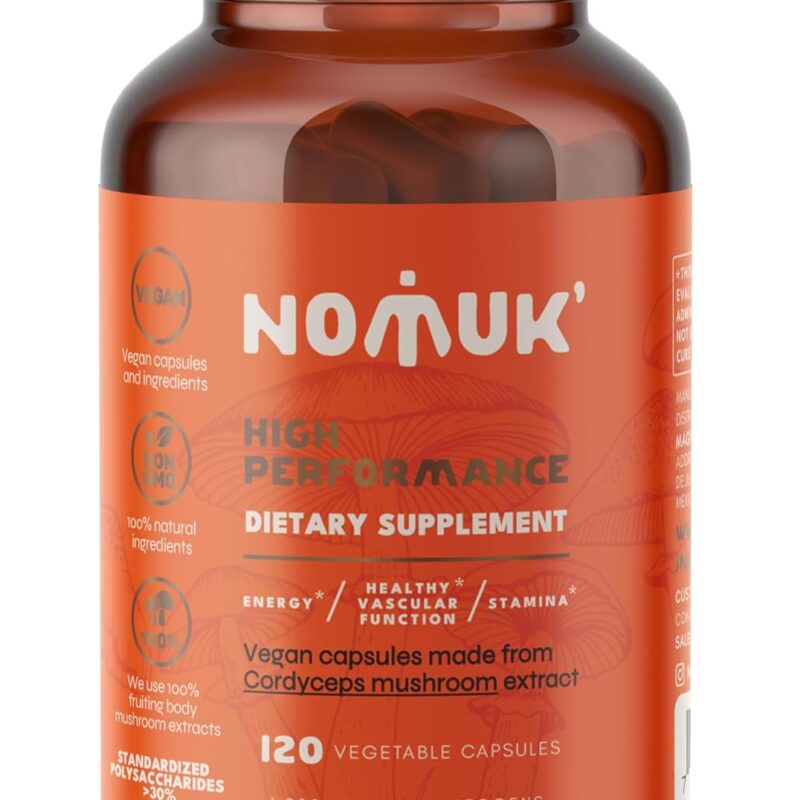 Mushrooms Cordyceps Capsules - Performance Mushroom Extract Supplement for Energy, Healthy Vascular Function & Stamina, 120 Capsules.