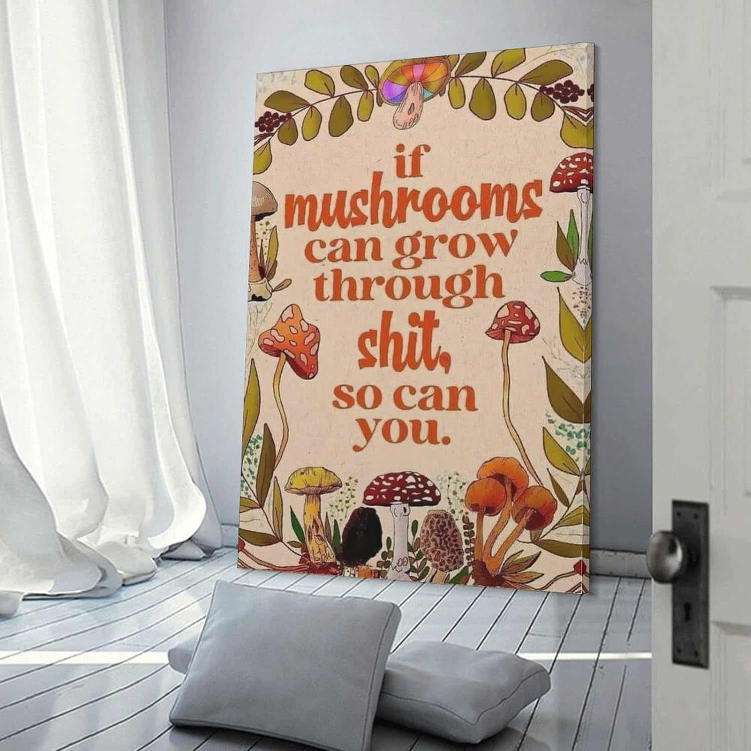 710uN6TDMTL._AC_SL1500_.jpg HBHEYUN Fun Mushrooms Encouragement Quote Motivational Poster Canvas Wall Art Posters For Room Aesthetic And Decor Pictures For Living Room Bedroom Decor 24x36inch(60x90cm) - Image 3