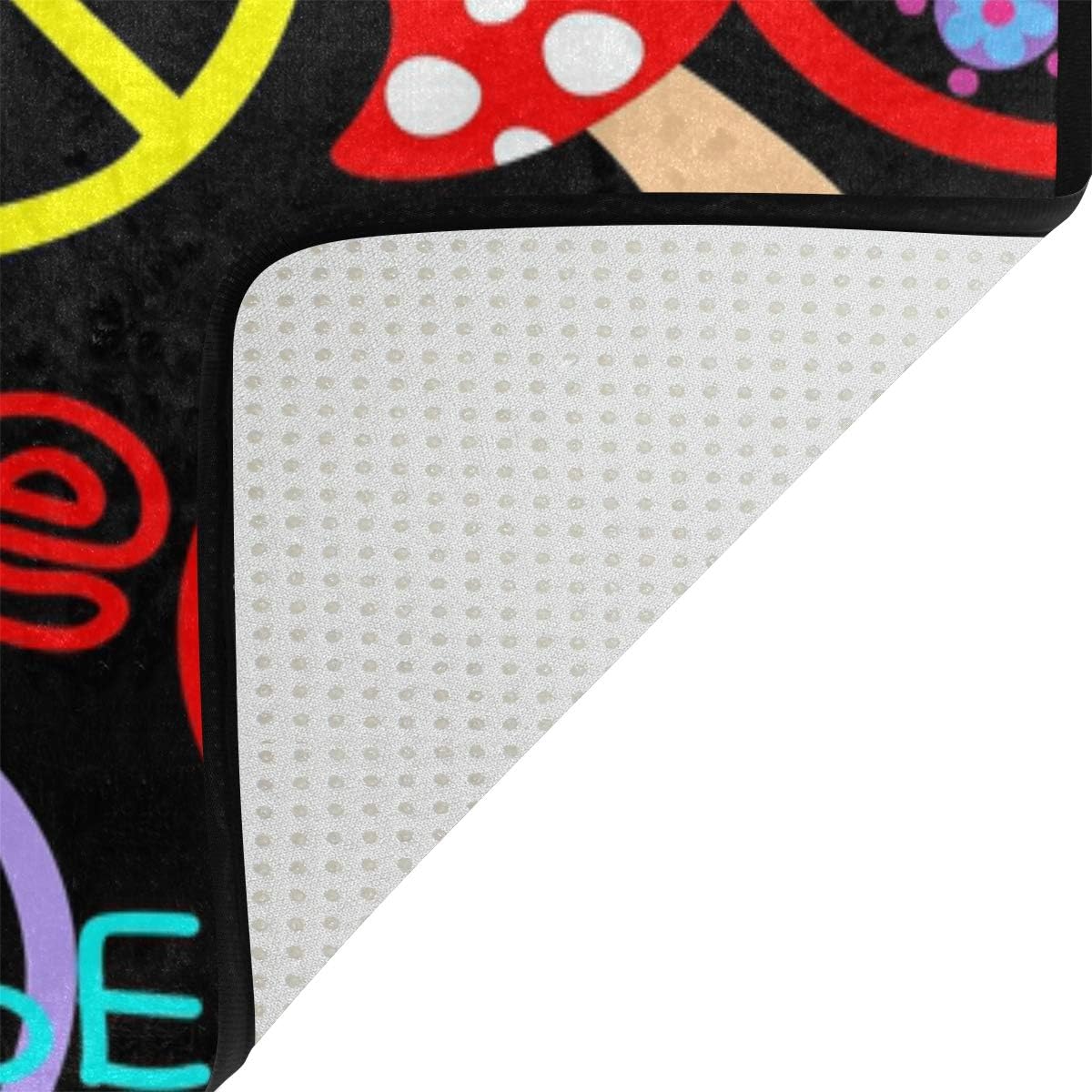 710wnhNhzwL._AC_SL1200_.jpg ALAZA Hippie Peace Sign Mushroom Butterfly Flower Area Rug for Living Room Bedroom 6'x4' - Image 5