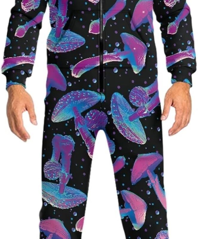 Hooded Jumpsuit for Adult, One-Piece Pajama Nightwear Romper with Pocket Onesie Home Sleepwear Jumpsuit for Couples