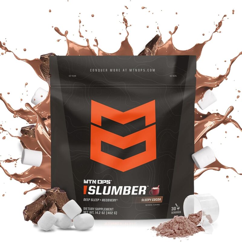 MTN OPS Slumber Sleep Aid for Muscle Recovery & Deep Sleep, Sleepy Cocoa Sleep Support Powder Drink Mix, 30 Servings