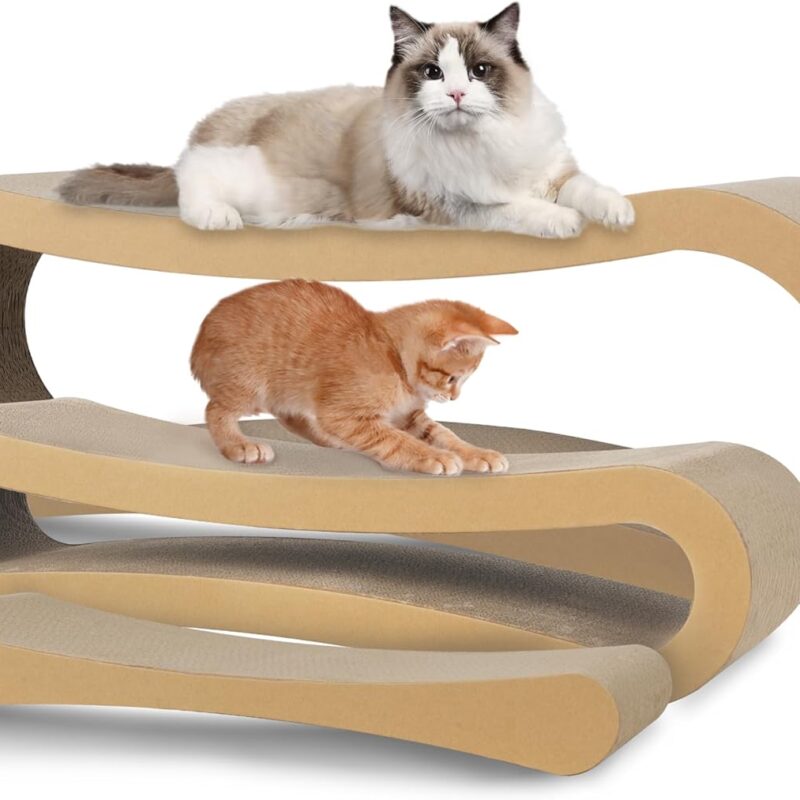 FluffyDream 3 in 1 Cat Scratcher Cardboard, Cat Scratching Board Furniture Protector, Cat Scratching Post, Cat Beds for Indoor Cats, Infinity Shape, X-Large