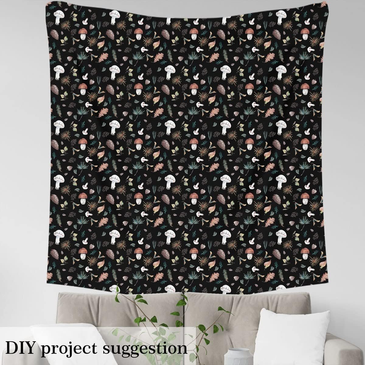 715YKkfd33L._AC_SL1200_.jpg Wild Mushroom Fabric by The Yard Rustic Leaves Pinecone Plant DIY Craft Hobby Fabric by The Yard Retro Nature Lover Decorative Fabric for Upholstery and Home Accents,5 Yards - Image 4