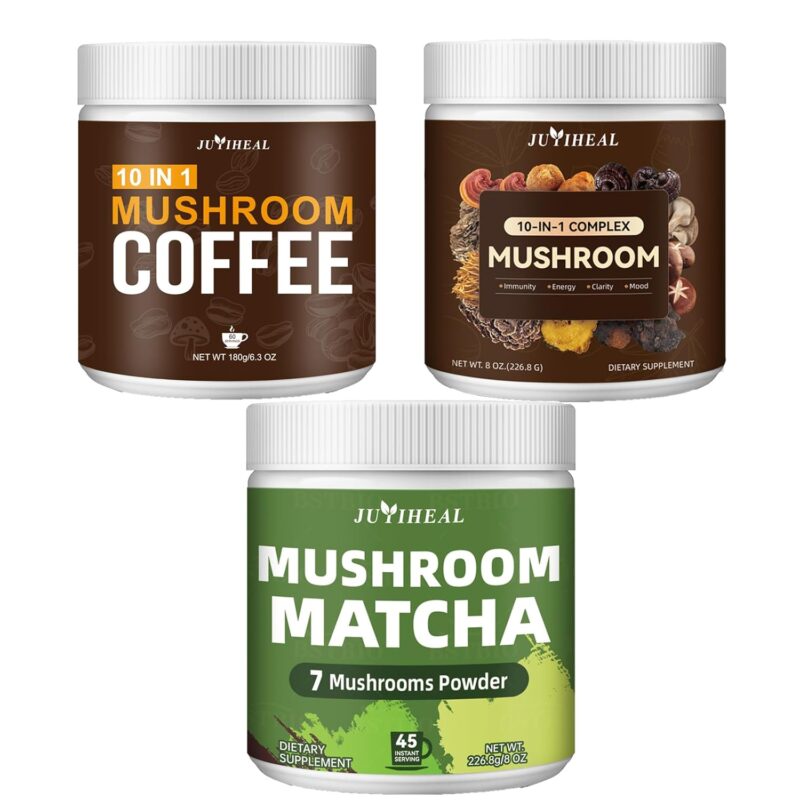All Day Energy Bundle | Mushroom Coffee + Mushroom Matcha + Mushroom Powder | 10 Mushrooms | Better Energy, Focus, Digestion, Immunity