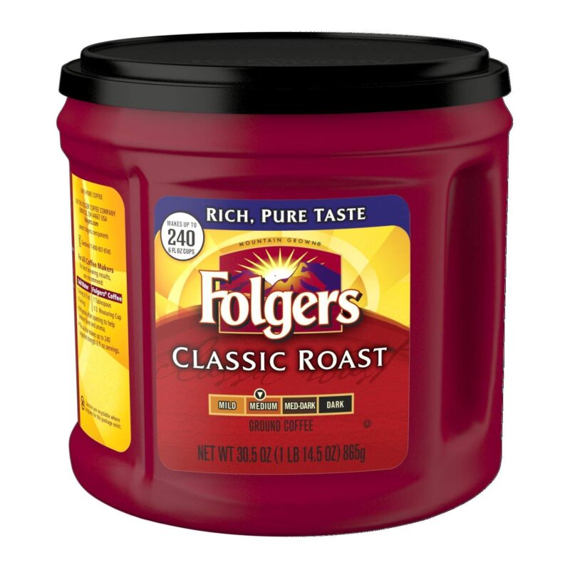 Folgers Classic Roast Medium Roast Ground Coffee, 30.5 Ounces (Pack of 6)