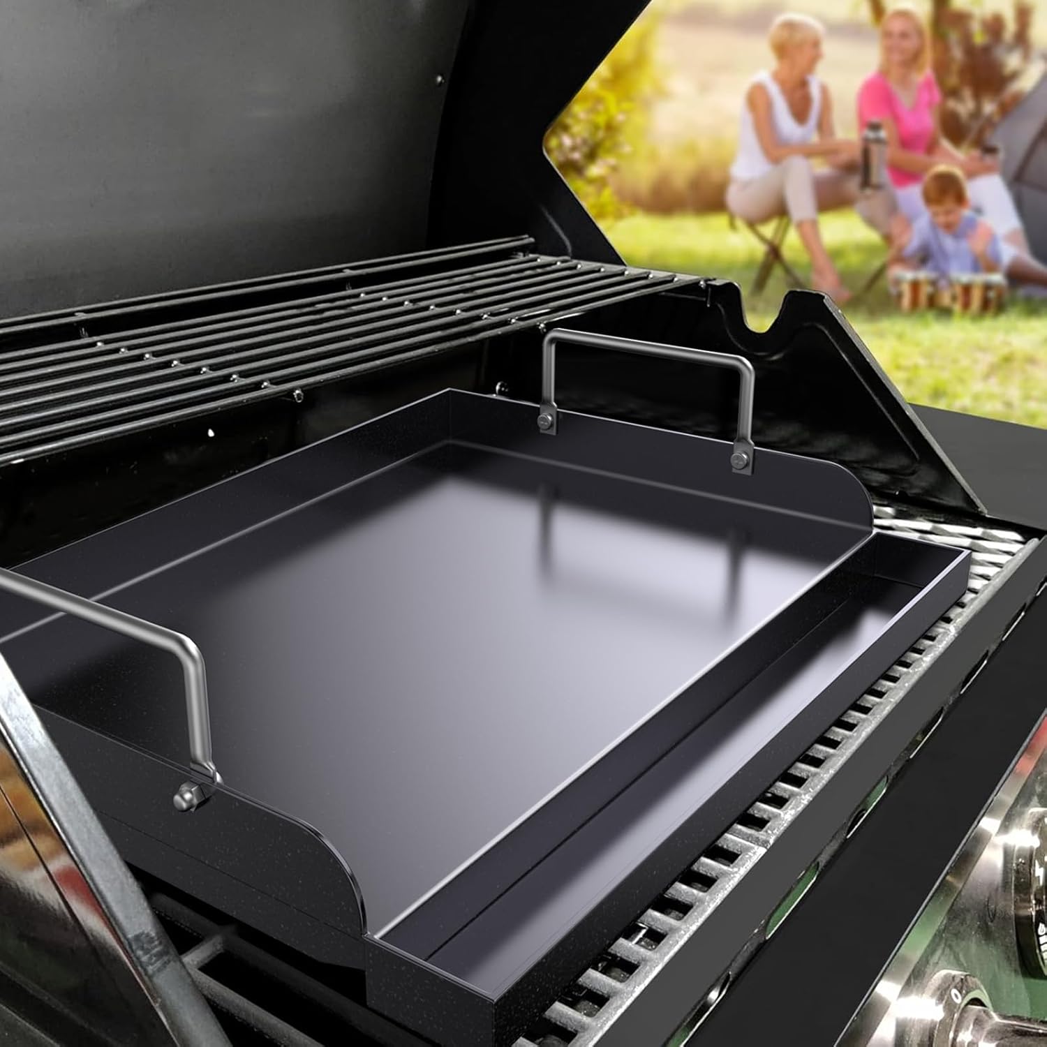 718loeGDsuL._AC_SL1500_.jpg Cast Iron Griddle for Gas Grill, Nanoceramic Nonstick Flat Top Griddle Insert for Outdoor Gas Grill - Image 7