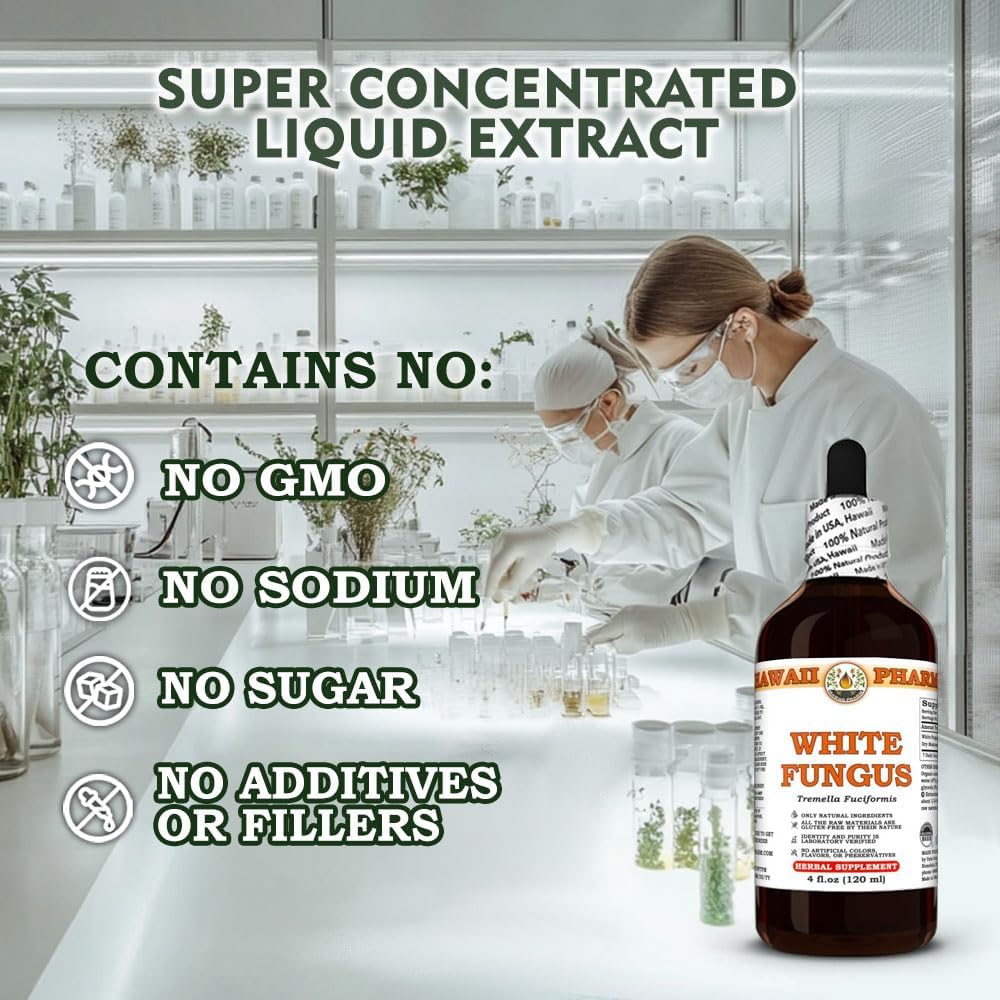 719TVzFb3QL._AC_SL1000_.jpg White Fungus (Tremella Fuciformis) Dry Mushroom Tincture, Made in Hawaii, All Natural, Vegan, Pure Liquid Extract - 32 fl.oz - Image 8