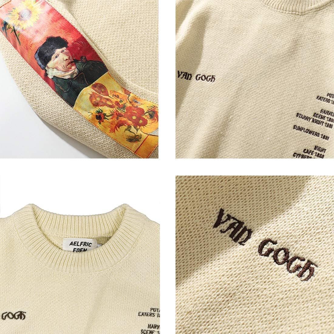 719uFmStiRL._AC_SL1100_.jpg Aelfric Eden Oversized Sweater Graphic Van Gogh Printed Unisex 90s Vintage Women Knit Sweaters Men Casual 2024 Pullover - Image 5