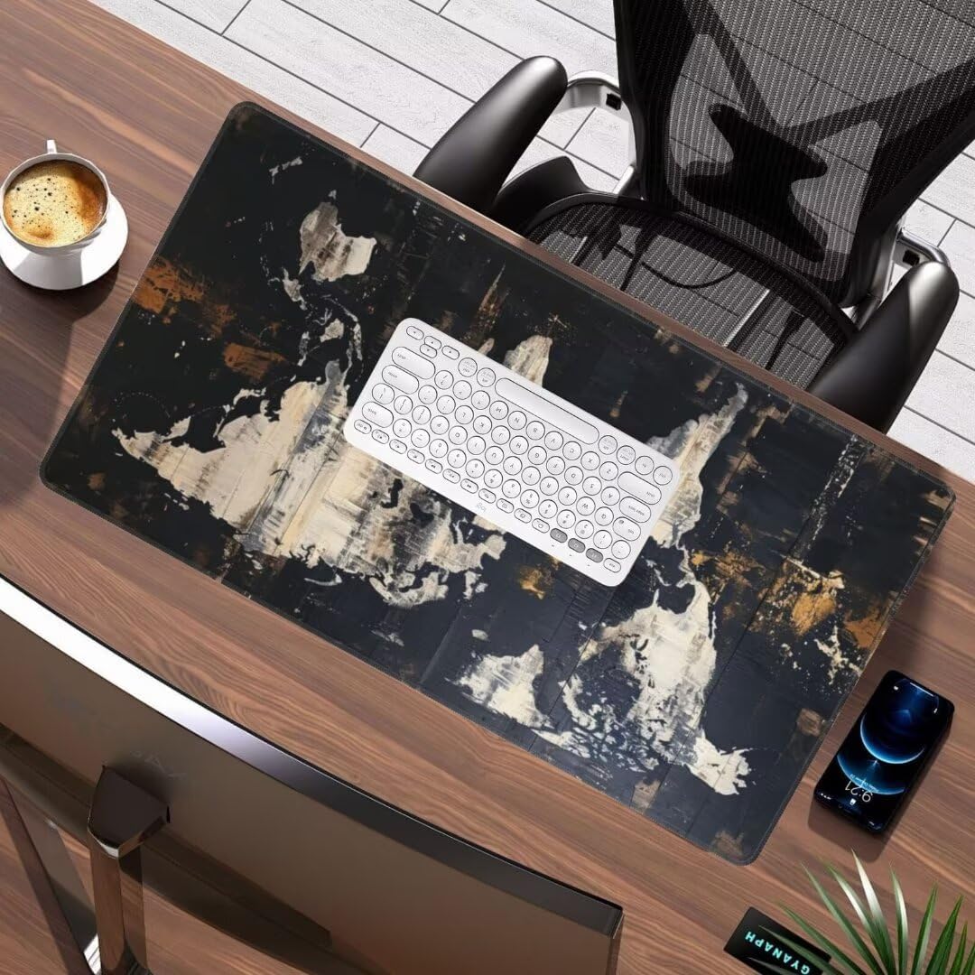71AdobjFsoL._AC_SL1080_.jpg Large Mouse Pad 39.4 x 19.7 inch, Vintage Mouse Pad with Non-Slip Rubber Base, World Map Mousepad Desk Mat with Stitched Edges, Gaming Mouse Pad Waterproof Mouse Pads for Desk, Office Supplies, gq782 - Image 2