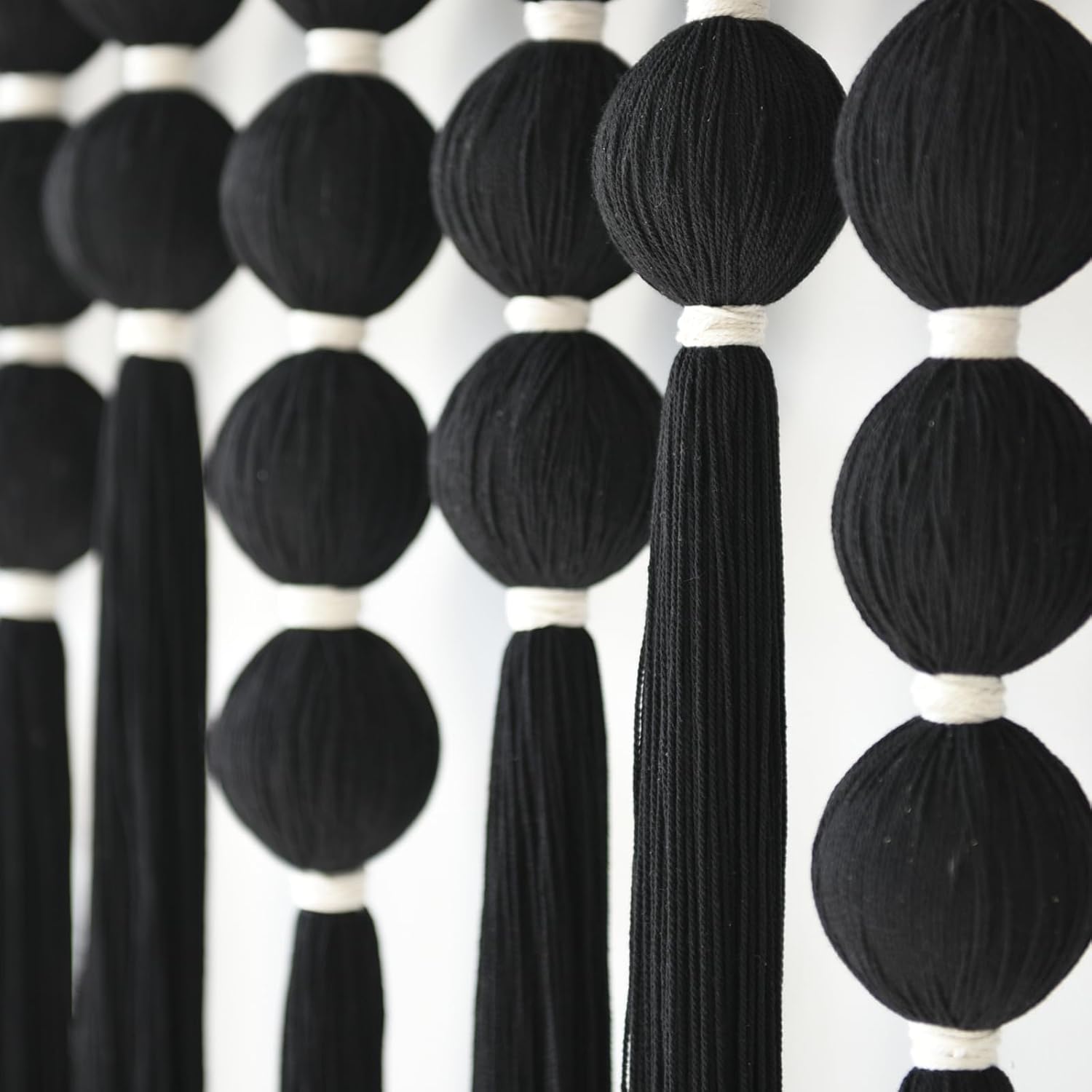 71C1SJMwyeL._AC_SL1500_.jpg IOWER Large Macrame Wall Hanging Black Macrame Wall Decor Sphericity Cotton Textile Wall Hanging Boho Wall Decor Art Fiber Yarn Art Handmade 39" Wx39 L - Image 7