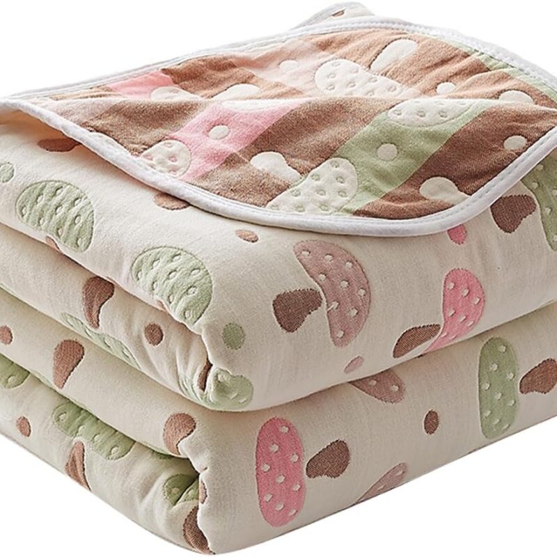Cartoon Mushroom Baby Swaddle Blanket Unisex Swaddle Wrap Soft Muslin Swaddle Blankets Neutral Receiving Blanket Swaddle Wrap Burping Clothes for Newborn, Toddler, Boys and Girls,59" x 79"