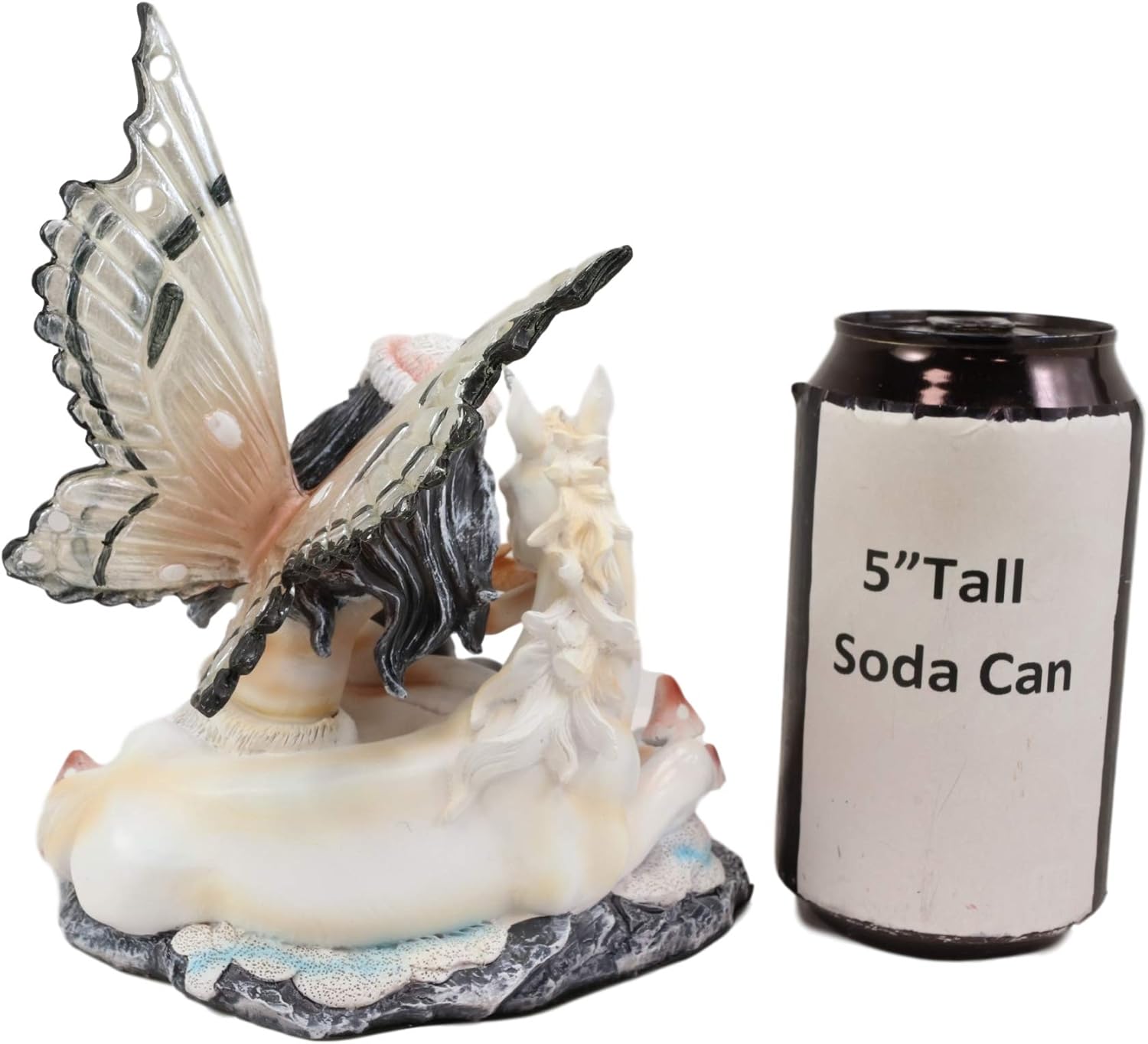 71DVdcVsQXL._AC_SL1500_.jpg Ebros Gift Winter Snow Butterfly Fairy with Rare White Unicorn On Toadstool Mushrooms Nursery Statue Decor 6.5" Long Unicorns Glade DIY FAE Garden Enchanted Magical Encounter Collectible Figurine - Image 7