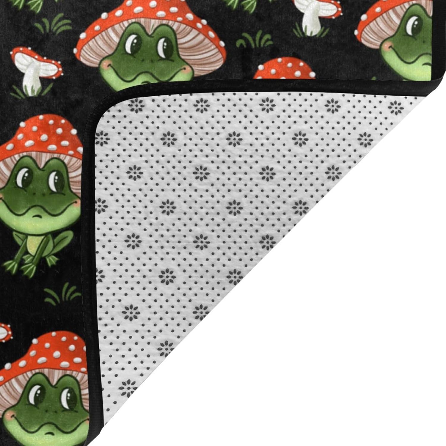 71Ed51wZAGL._AC_SL1500_.jpg Area Rugs for Living Room Decor - Frogs in Mushroom Hats Anti Slip Throw Washable Rugs 3x5 for Bedroom - Indoor Soft Carpet for Bedroom Living Room 60x39In - Image 3