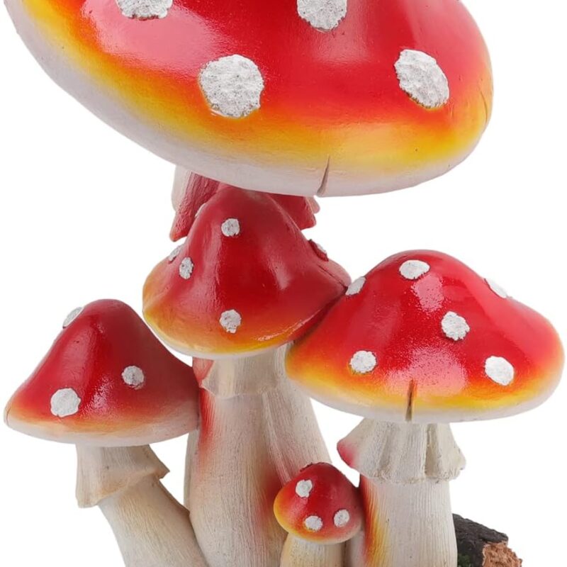 Garden Mushroom Ornament, Synthetic Resin 5 Head Outdoor Mushroom Statue, Mushroom Statue Miniature for Garden Courtyard Balcony Home Decor