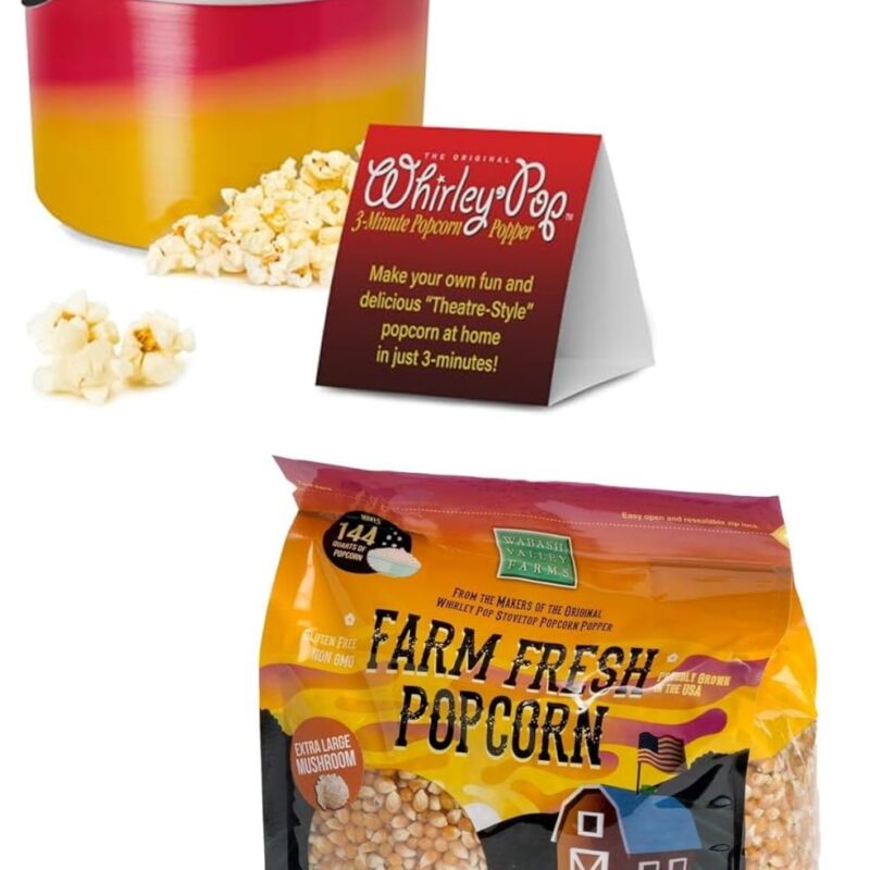 Wabash Valley Farms Poppers (Nylon Gear, Color Changing) and Extra Large Mushroom Popcorn Kernels - 6 lb of Large Mushroom Shaped Popcorn Kernels