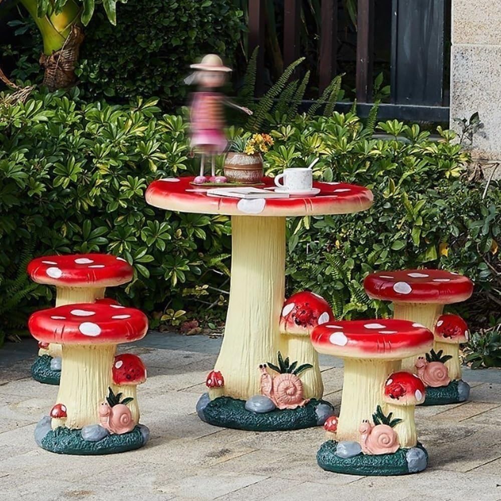 71HyeY0IOML._AC_SL1000_.jpg Garden Mushroom Stools, Outdoor Resin Stools Statues, Garden Statues for Christmas Decoration, Creative Landscape Sculpture, Cute Chair for Yard Lawn Pond Ornament - Image 7