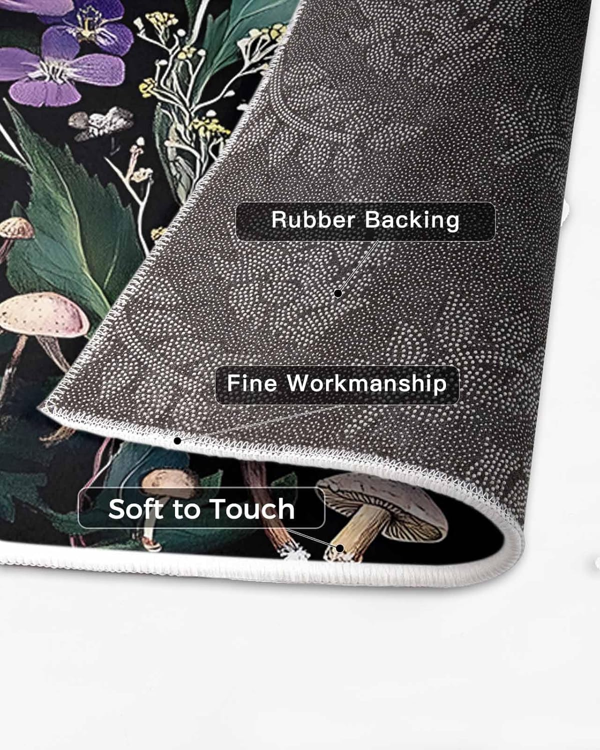 71JI3dDG1kL._AC_SL1500_.jpg Blooming Botanical Area Rug 2.7 x 5, Spring Floral Wildflower Mushroom Washable Bedroom Rug Non-Slip Kitchen Rugs Non Shedding Floor Cover Mat for Living Room Dining Room Nursery Outdoor Carpet - Image 5