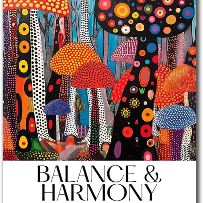 TGRNFHKPYY Poster Wall Art Picture Colorful Mushroom Poster Psychedelic and Abstract Modern Art Decoration for Living Room Bedroom and Office 16x24inch