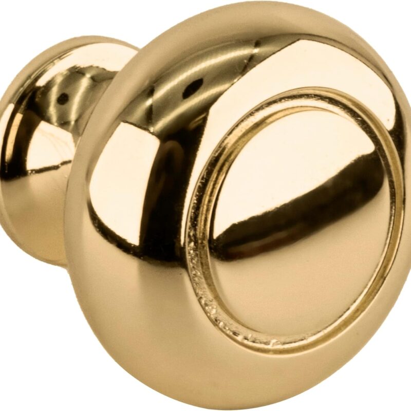 BRIXWELL BXB311035-XCP25 Traditional Residential Mushroom Kitchen Cabinet Knob 1-1/4" Dia Polished Brass - Pack of 25