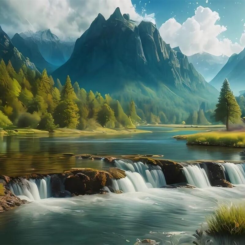 5D Diamond Painting Kits Forests Waterfalls Diamond Art Paint by Number for Adults 28x40in Large Full Round Drill Dots Gem Arts & Crafts Painting Supplies for Home Wall Decor 70x100cm W-7546