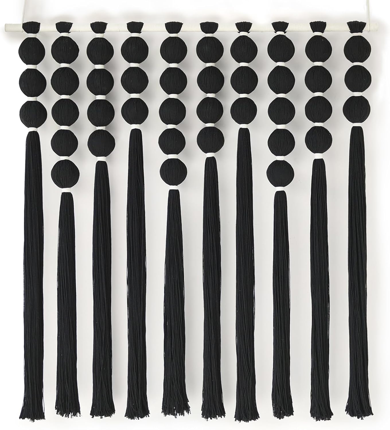 71NY9peEl6L._AC_SL1500_.jpg IOWER Large Macrame Wall Hanging Black Macrame Wall Decor Sphericity Cotton Textile Wall Hanging Boho Wall Decor Art Fiber Yarn Art Handmade 39" Wx39 L - Image 5
