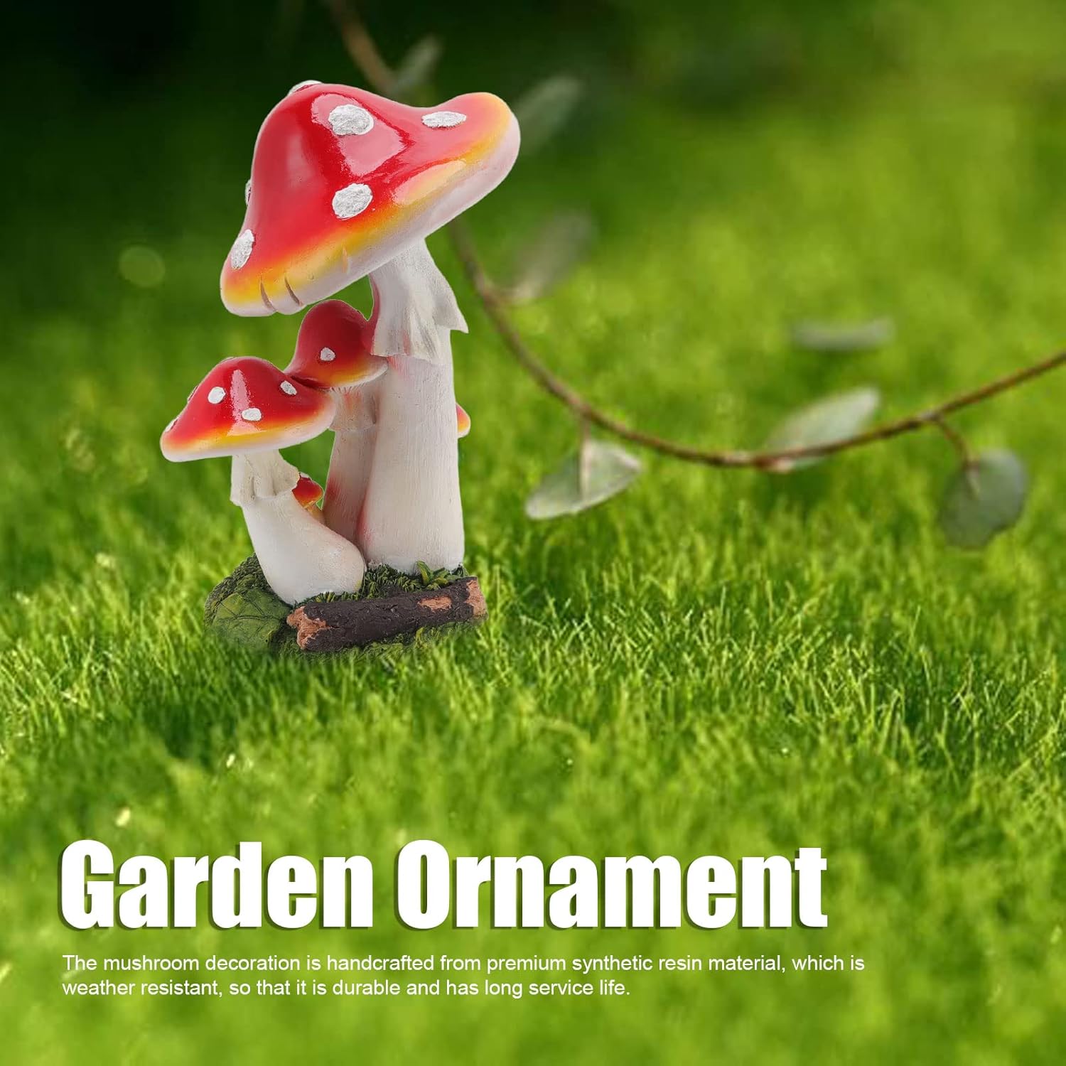 71Nu35bHVBL._AC_SL1500_.jpg Garden Mushroom Ornament, Synthetic Resin 5 Head Outdoor Mushroom Statue, Mushroom Statue Miniature for Garden Courtyard Balcony Home Decor - Image 3