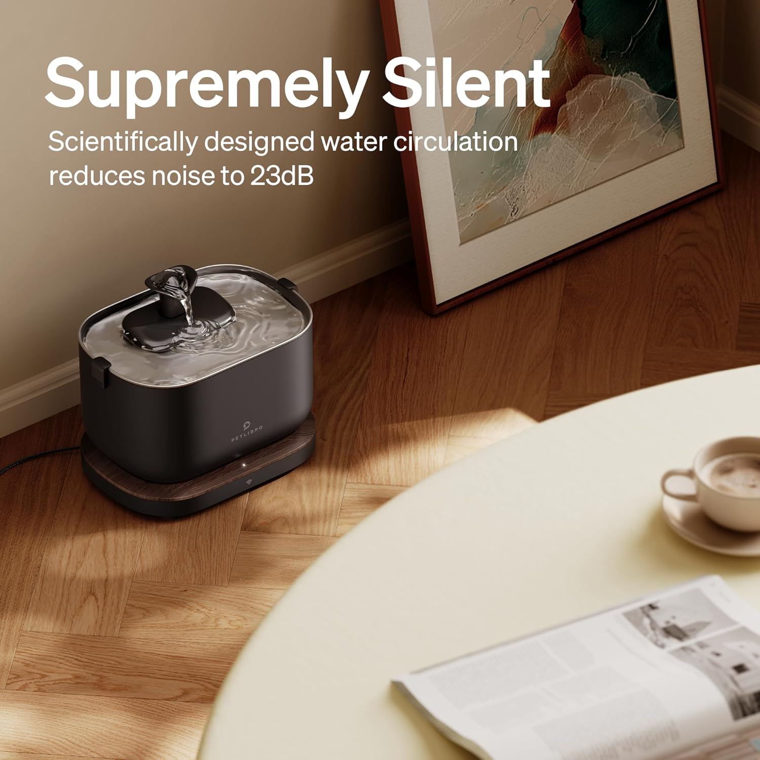 71O576NOqNL._AC_SL1500_.jpg PETLIBRO Cat Water Fountain, App Monitoring Pet Fountains for Cats Indoor with Stainless Steel Tray, 2.5L/84oz Dockstream Automatic Water Dispenser for Drinking, 2.4G Wi-Fi Smart Bowl Inside - Image 7