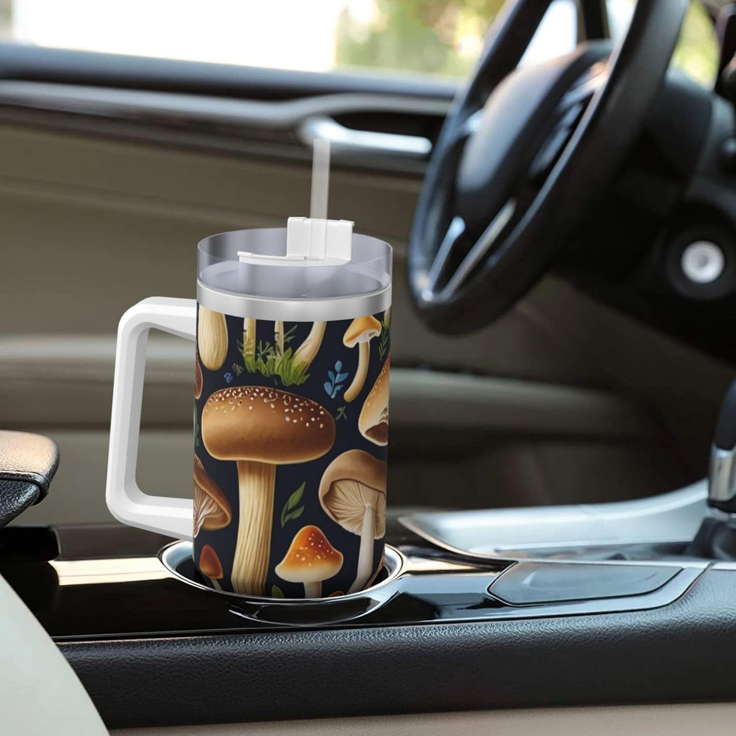 71OOYCoHDXL._AC_SL1500_.jpg Edible Mushrooms Print Insulated Ice Cup, 40 OZ with Handle Travel Mug Metal Sports Water Bottle Jug, Large Coffee Mug - Image 9