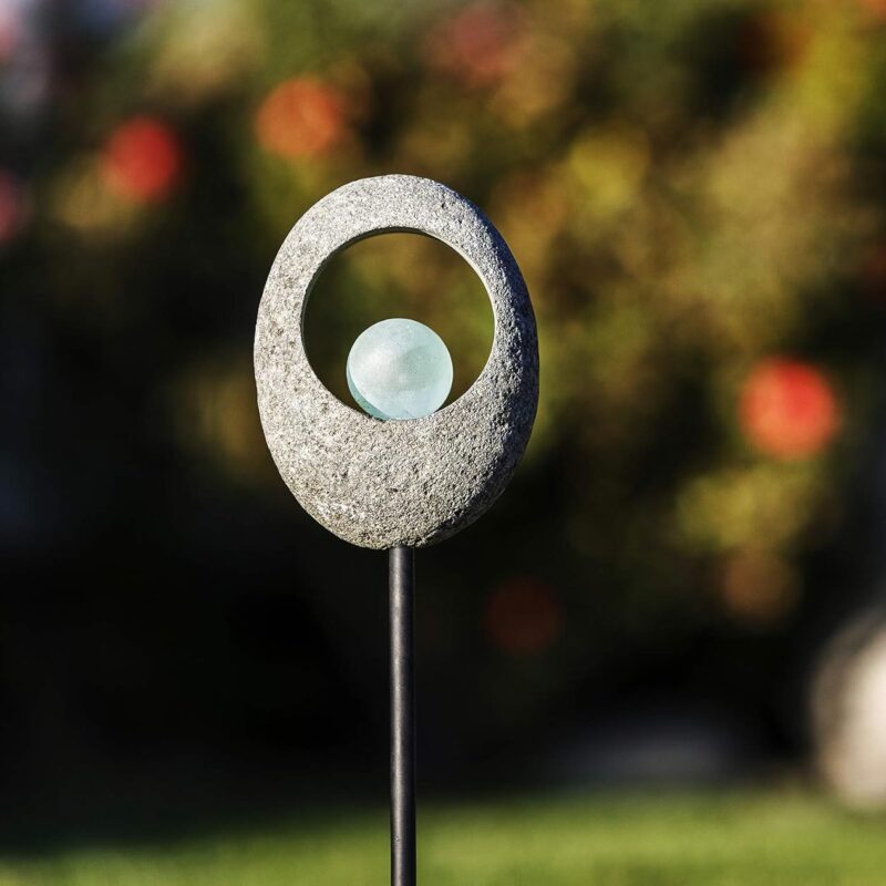 Natural Moon Stone Garden Stake (Glass Ball)
