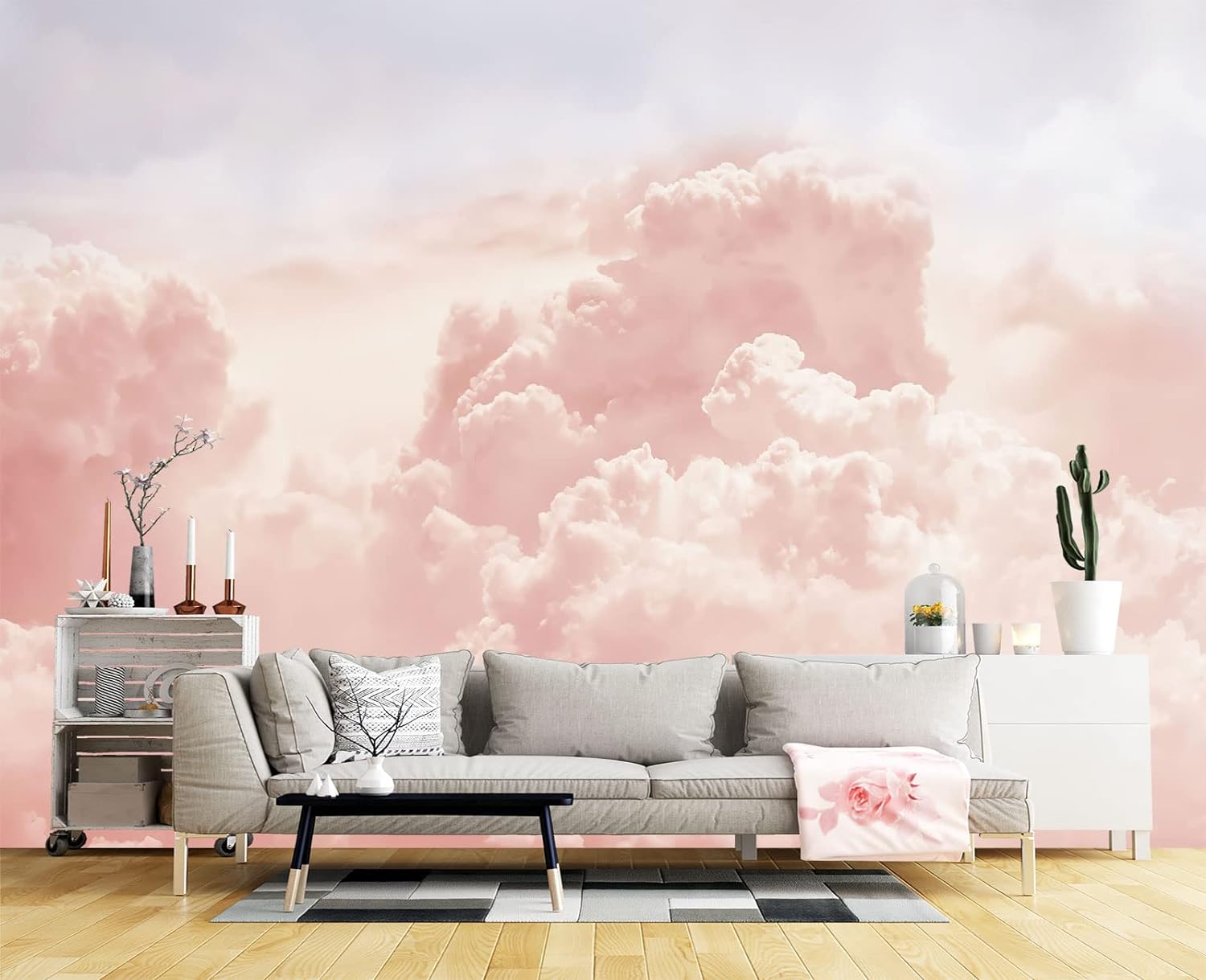 71P-lmEYZDL._AC_SL1500_.jpg Pink Clouds Wall Mural Wallpaper for Bedroom 103" x 69" - Image 2