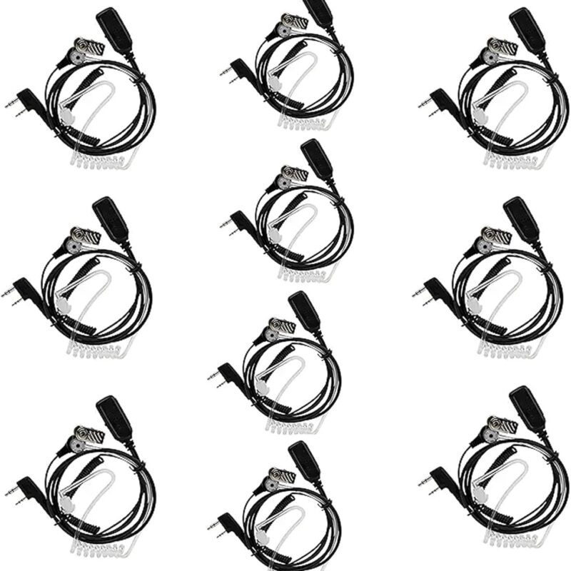 Retevis Walkie Talkie Earpiece with Mic, Hands Free Two Way Radio Headset, VOX, Coil Tube, for RT22 RT68 RT21 H-777, Compatible with Baofeng UV-5R Arcshell Kenwood Pxton Samcom 2 Way Radio(10 Pack)