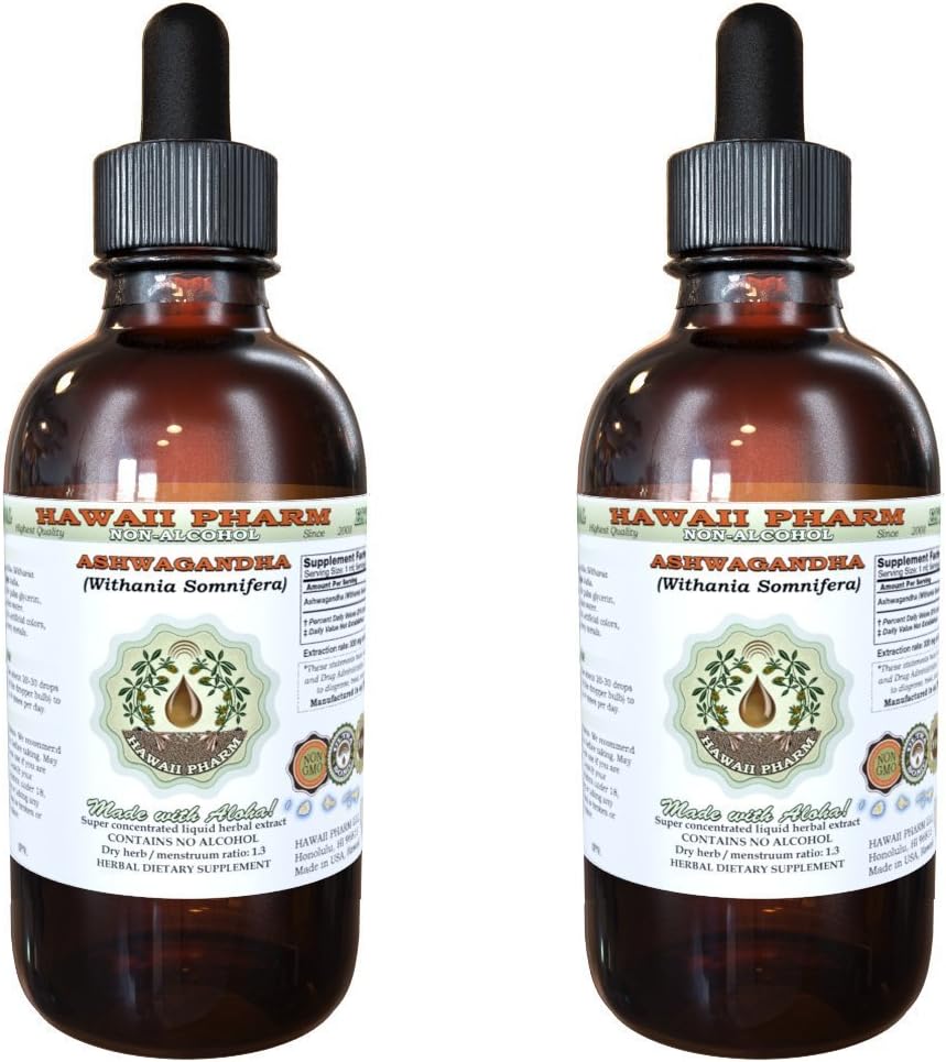71RhFPMYXKL._AC_SL1000_.jpg Ashwagandha Alcohol-Free Liquid Extract, Organic Ashwagandha (Withania Somnifera) Dried Root Glycerite Hawaii Pharm Natural Herbal Supplement 2x4 oz