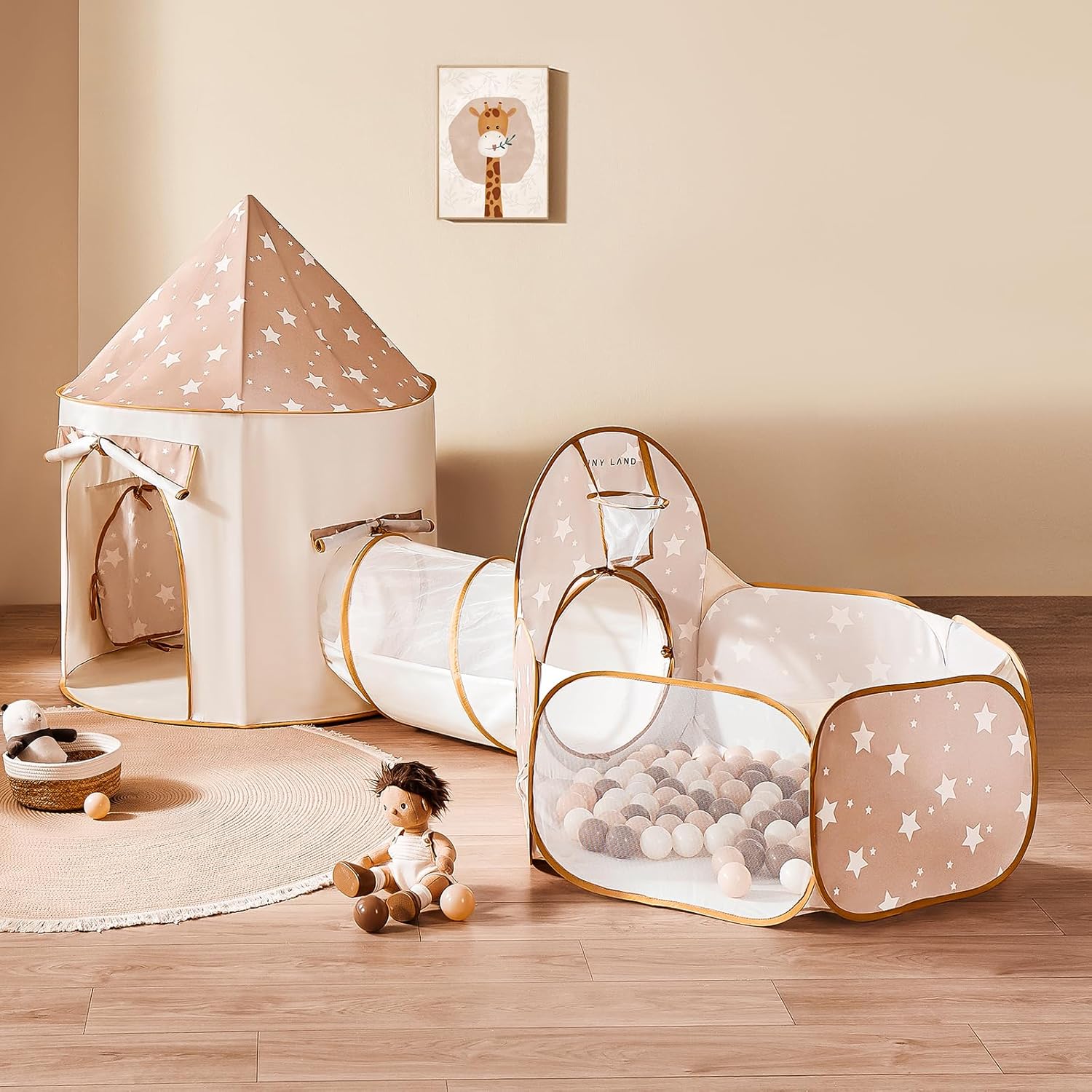 71Rwhhv38UL._AC_SL1500_.jpg Tiny Land Kids Play Tent with Tunnel, Pop Up Play Tent with Ball Pits for Toddlers, Baby Tent with Carry Bag, Toddler Tents Indoor