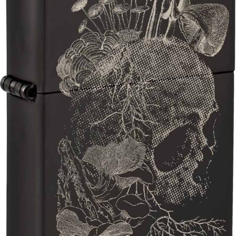 Zippo Lighter - Personalized Message Engraved on Backside for Fire Fighter Windproof Lighter (Skull Mushroom 48590)