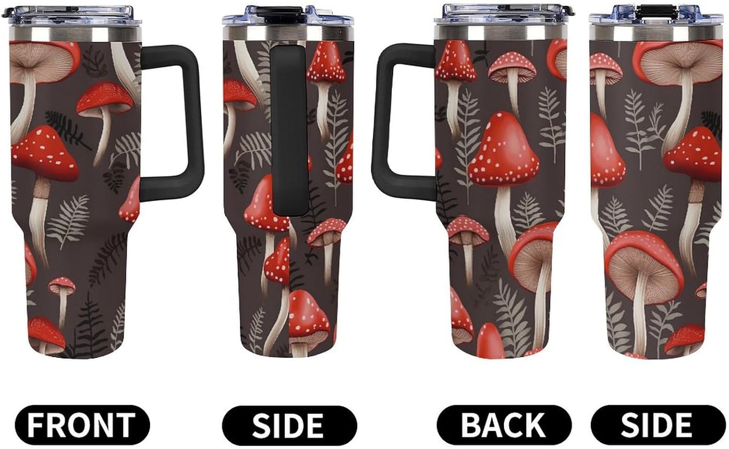 71TA9WsB3L._AC_SL1500_.jpg 40oz Tumbler with Handle And Straw Travel Coffee Mug Red Mushrooms Printed Insulated Water Bottle Stainless Steel Insulated Cup for Self Driving Or Traveling - Image 6