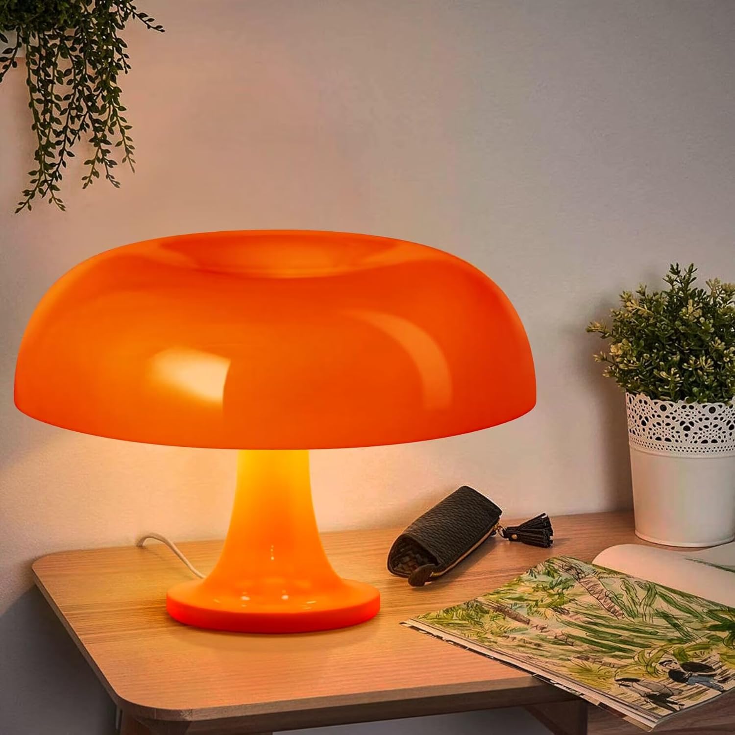 71VfHqTNggL._AC_SL1500_.jpg Mushroom Lamp, Orange Table Lamp for Room Aesthetic Modern Lighting and Bedroom Retro Living Room Decor (Orange) - Image 5