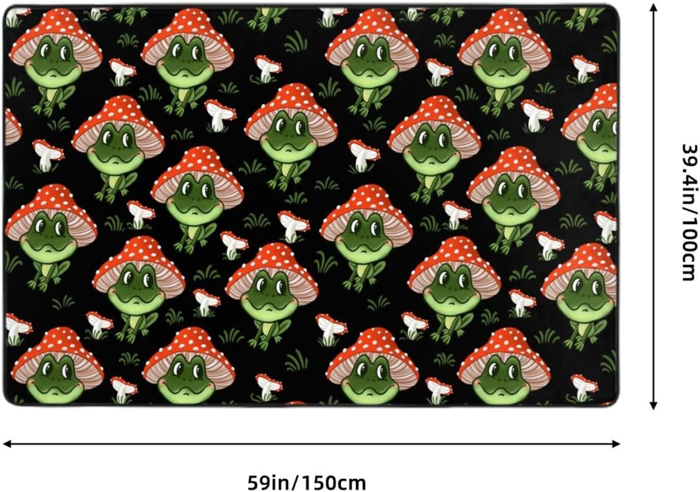 71W696eSBL._AC_SL1500_.jpg Area Rugs for Living Room Decor - Frogs in Mushroom Hats Anti Slip Throw Washable Rugs 3x5 for Bedroom - Indoor Soft Carpet for Bedroom Living Room 60x39In - Image 2