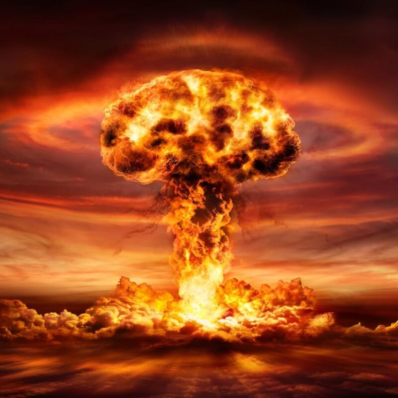 12x10ft Fabric Explosion Nuclear Bomb Backdrop Realistic Atomic Bomb Red Orange Color Mushroom Cloud Shock Waves Background Chemical Experiment Party Decorations Scientist Photo Props