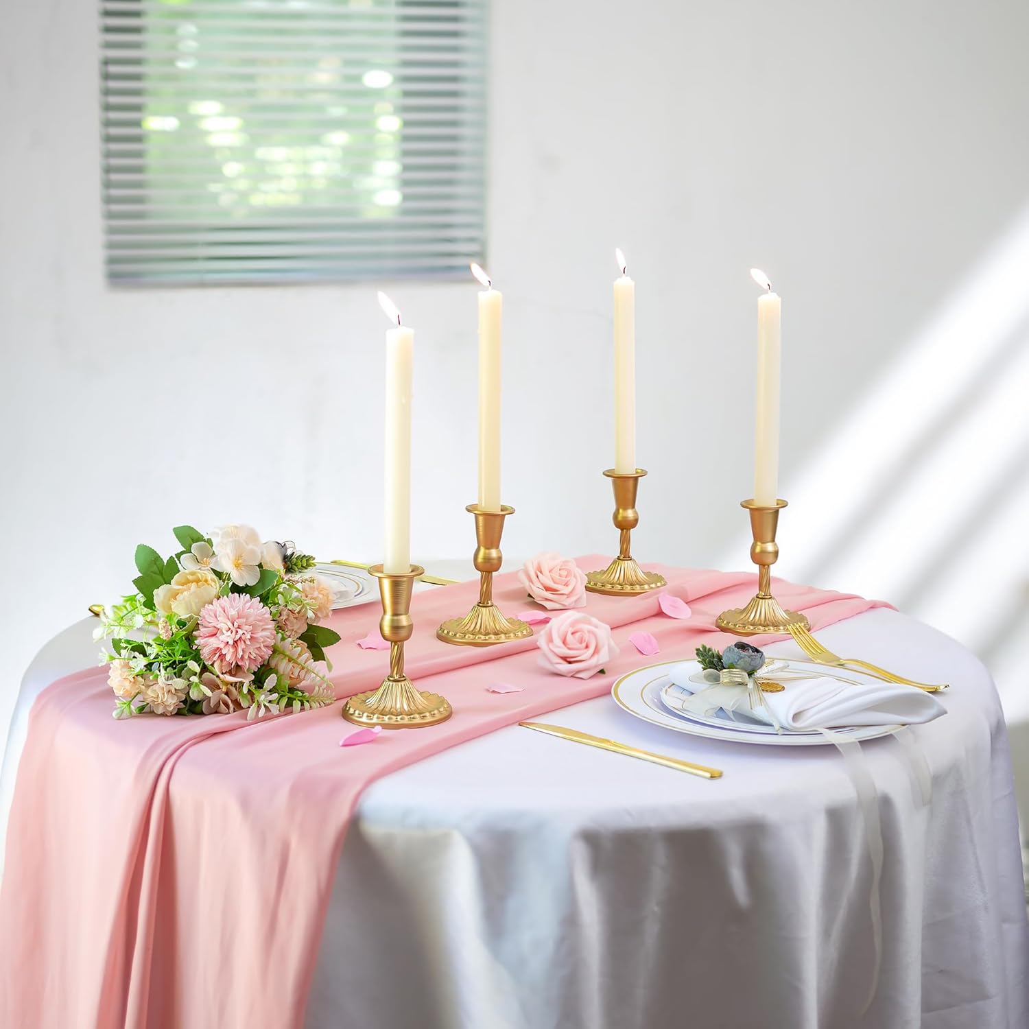 71XvEIgsCNL._AC_SL1500_.jpg Sziqiqi 6pcs Gold Candlestick Holder for Wedding Centerpiece Small - Candle Holders for Taper Candles Table Centerpieces Alloy Candle Stick Holders Fireplace Mantle Decor - Image 2