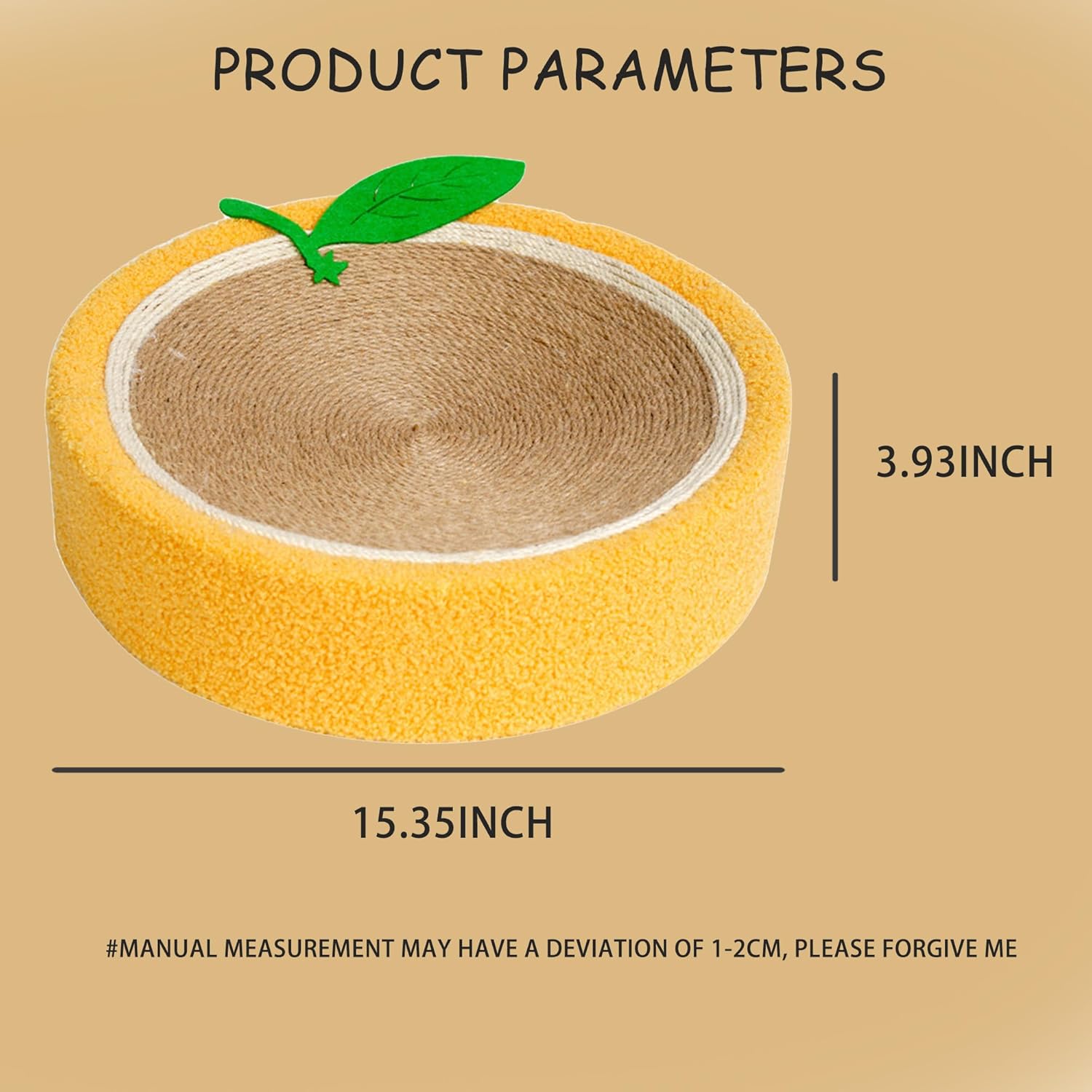 71aUTHaYIpL._AC_SL1500_.jpg Orange Fruit Scratcher - Round Cat Bed & Toys, Wear-Resistant Sisal Cat Supplies for Grinding & Scratching - Image 2
