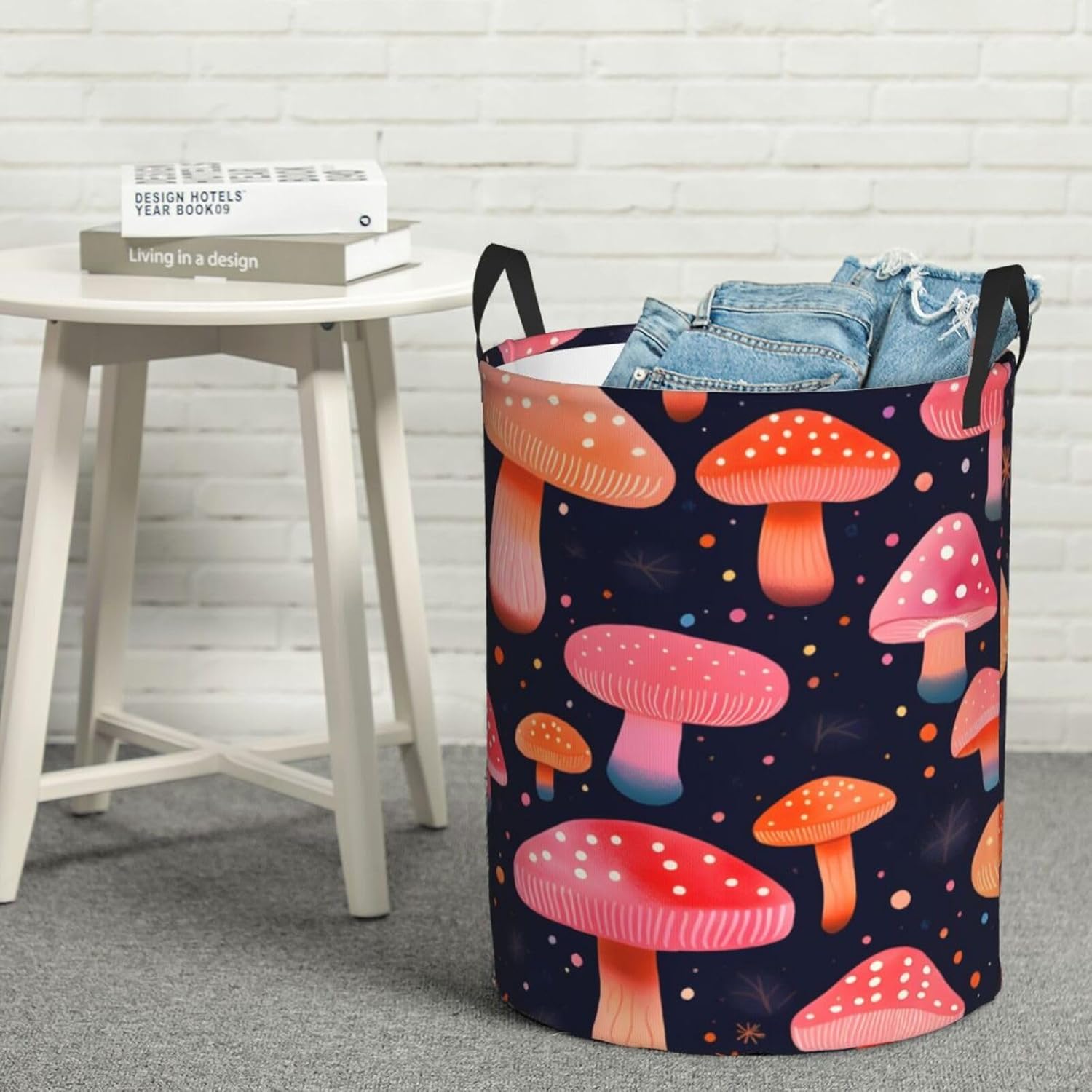 71amASMn3hL._AC_SL1500_.jpg Laundry Basket Mushroom Pattern Washing Basket Collapsible Laundry Bag with Handle 62L Storage Basket for Bathroom Toys Clothes, Large - Image 2