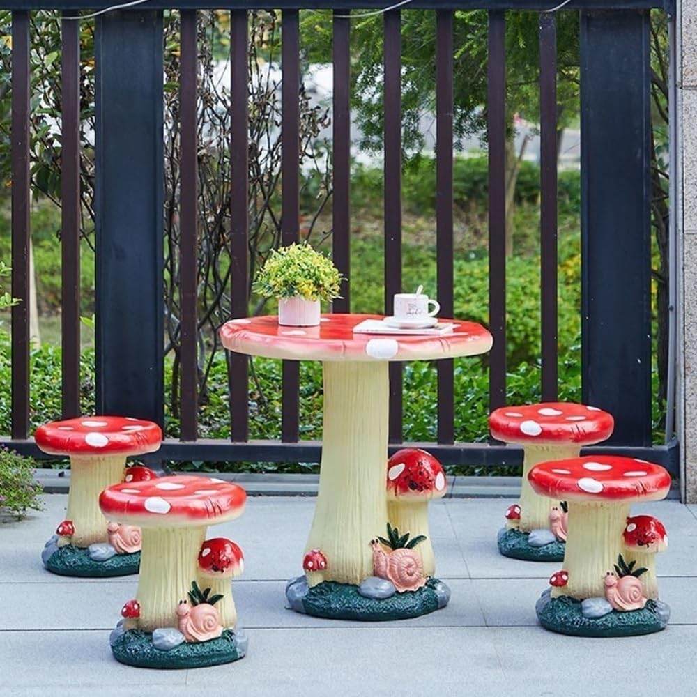 71btYylQ34L._AC_SL1000_.jpg Garden Mushroom Stools, Outdoor Resin Stools Statues, Garden Statues for Christmas Decoration, Creative Landscape Sculpture, Cute Chair for Yard Lawn Pond Ornament - Image 5