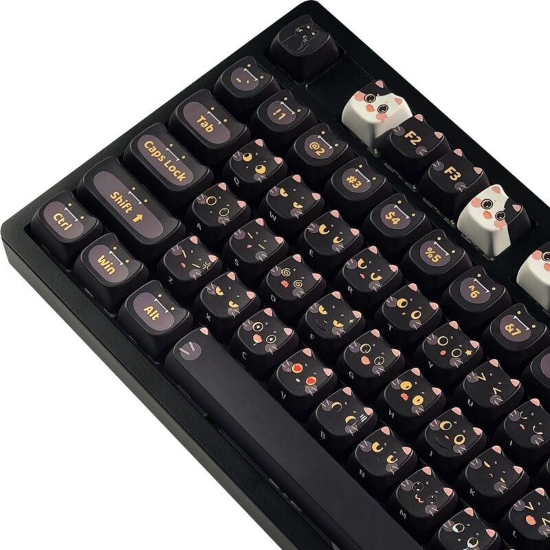 71cSuYQ8G-L._AC_SL1200_.jpg Mao Height Cat Shape Theme keycaps PBT keycaps Customized keycap Set Suitable for 61/87/104/108 Cherry MX Switch and Other Mechanical Keyboards (Black)