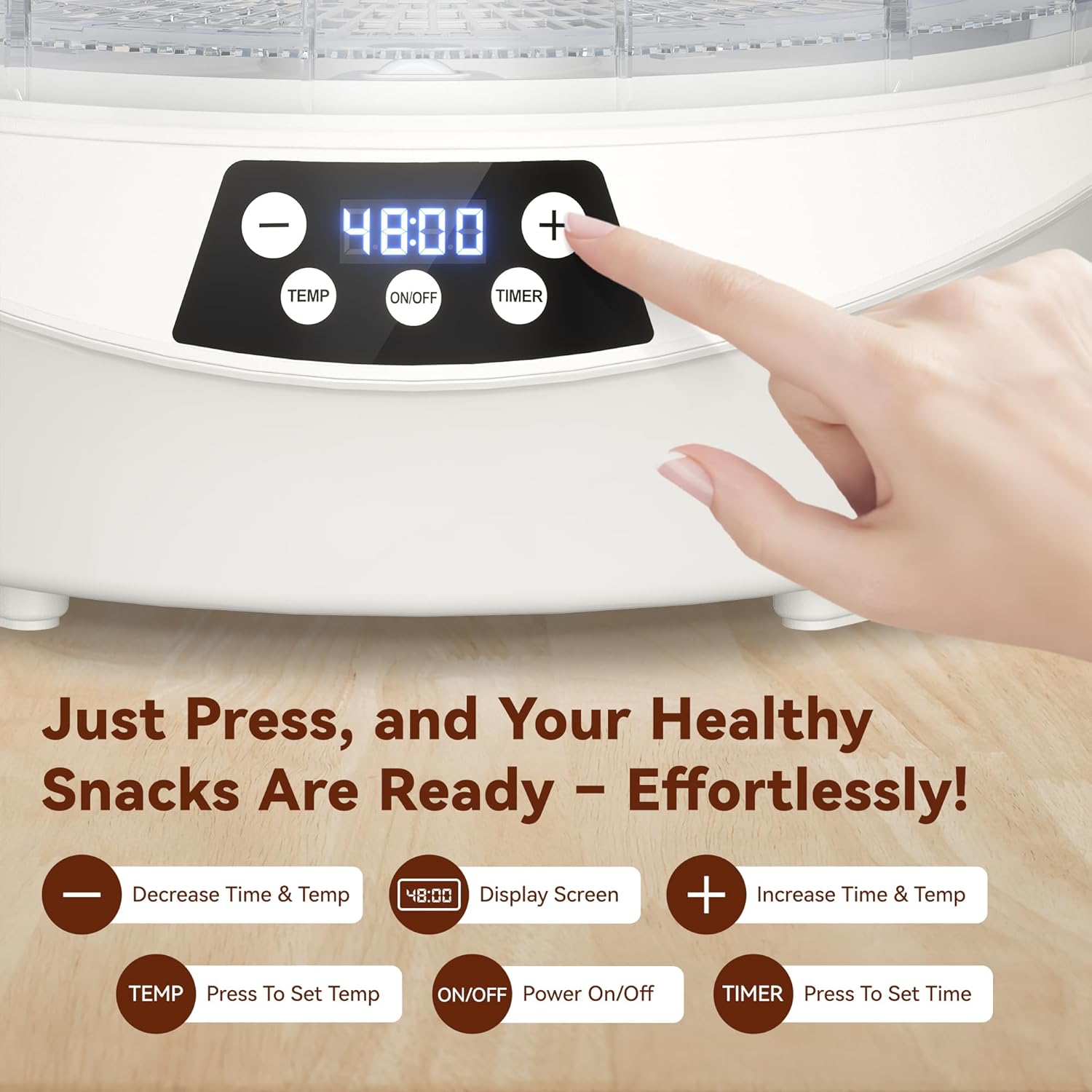 71cVlLVA6L._AC_SL1500_.jpg Food Dehydrator for Jerky, 500W 5 BPA-Free 360ยฐ Rotating Trays Dehydrator Machine for Yogurt, Meat, Mushroom, Fruits, Veggies, Dog Treats, Recipes Cookbook included, Yogurt Maker Machine - Image 6