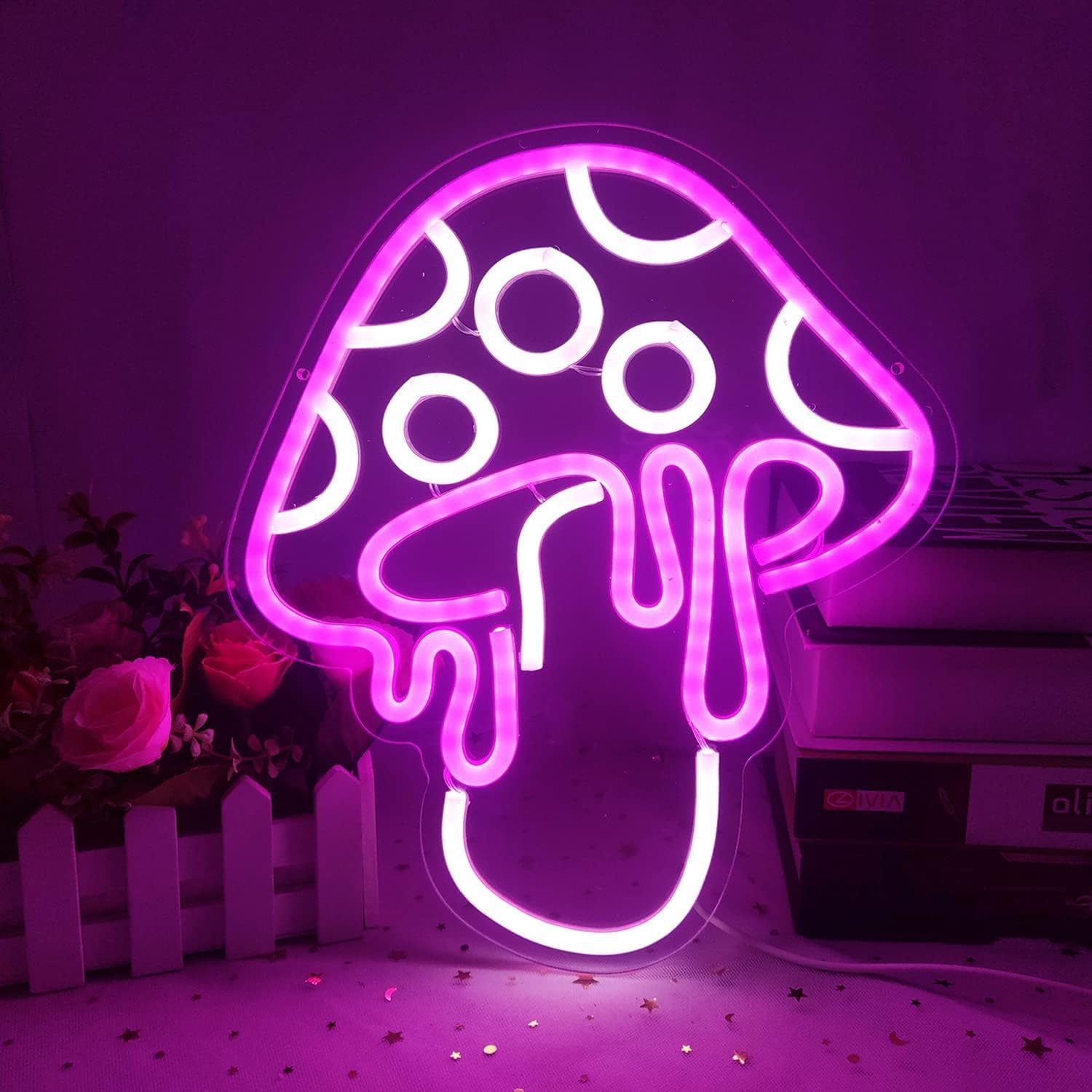 71ccrUdQ52L._AC_SL1500_.jpg Neon Night Light,LED mushroom neon light sign,Wall Decoration LED Neon lights,USB Operation Neon light,for Bedroom,Kids Room,party,Game Room Decor,Children's gifts (pink)