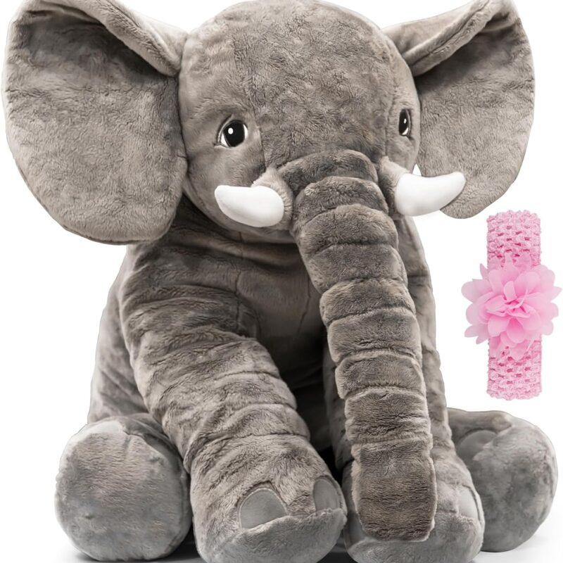 Homily Big Stuffed Elephant, Large Elephant Stuffed Animal, Giant Plush Animal Fluffy Toy for Girl Kids 24 INCH