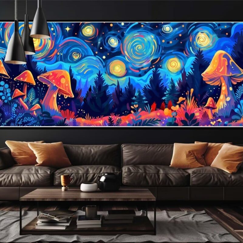 Paint by Numbers Mushroom Fantasy Paint by Numbers Kit for Adults, Large Paint by Number Kits DIY Color by Numbers for Adults Arts Crafts for Home Wall Decor (40x100cm/16x40 Inch), No Framed -YH262