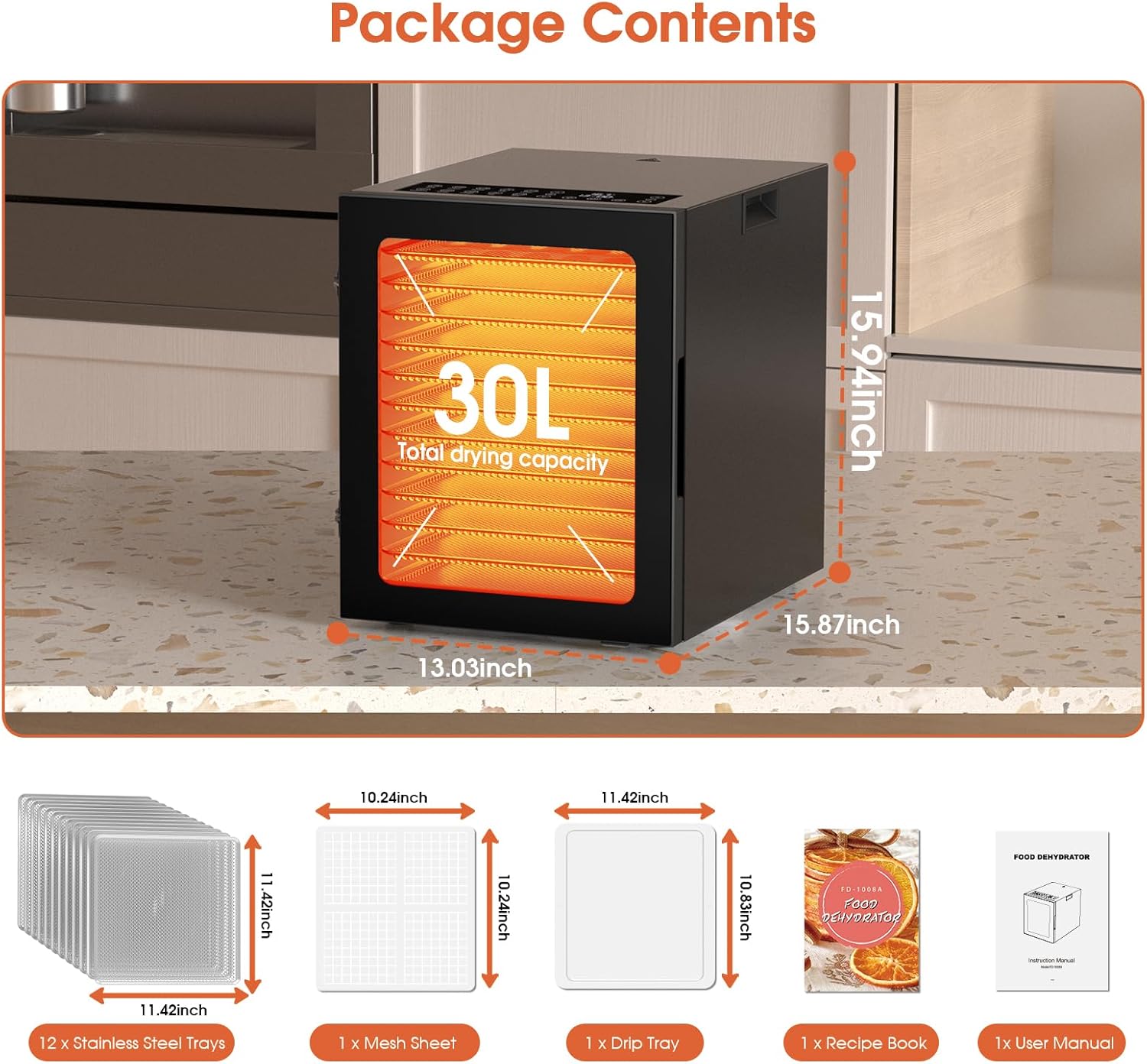 71gDUF9Q2tL._AC_SL1500_.jpg Food Dehydrator Machine, Stainless Steel Digital Food Dryer for Home,10 Presets, 48H Timer and Temperature Control, 850W Dehydrators for Food and Jerky, Dog Treats,Meats & Veggies - Image 7