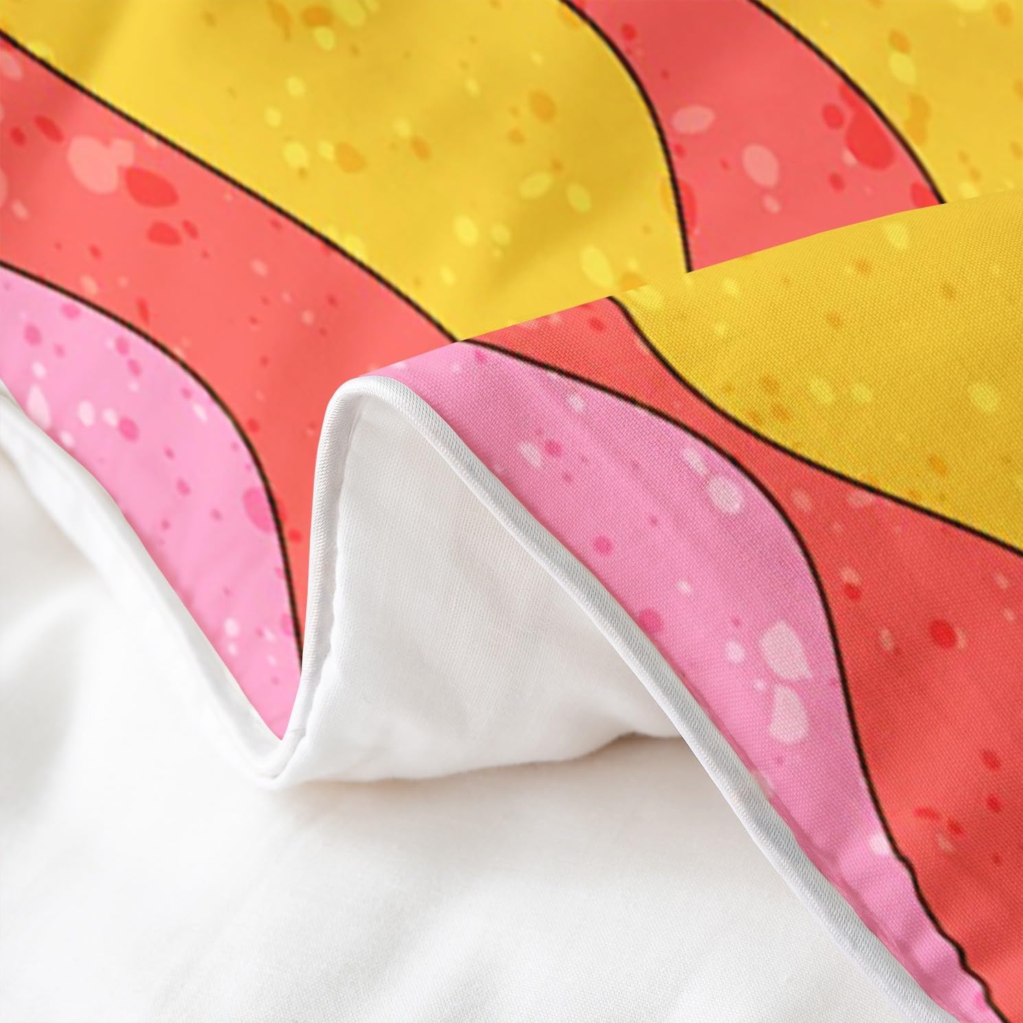 71ggE9KKjAL._AC_SL1490_.jpg Erosebridal 100% Cotton Hippie Mushroom Bedding Sets Queen 70S 80S Groovy Party Comforter Cover,Vintage Fashion Bed Set Abstract Art Stripes Duvet Cover,Cute Kawaii Rainbow Quilt Cover Microfiber - Image 5