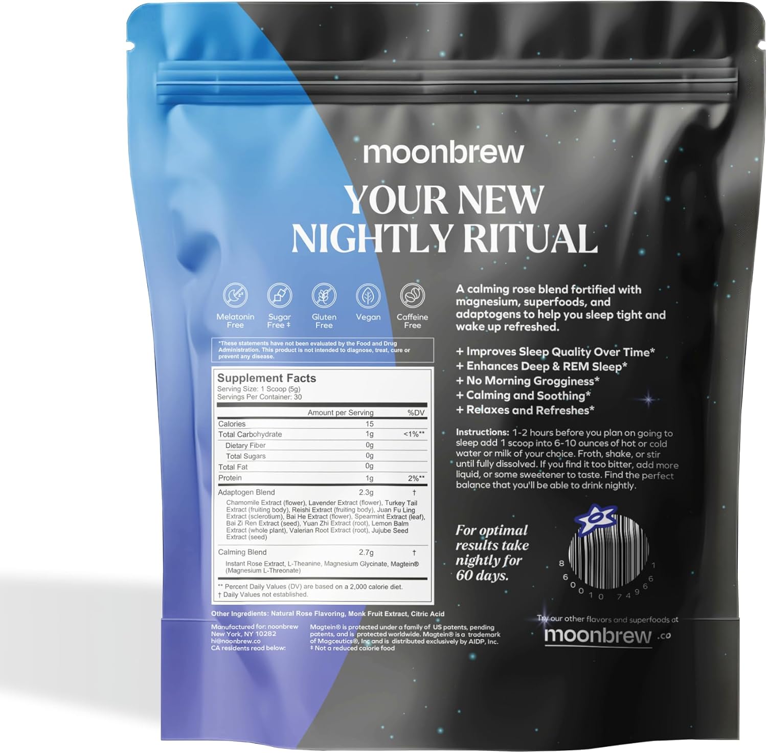 71jS7f9b-3L._AC_SL1500_.jpg MoonBrew Magnesium Sleep Tea: Natural Melatonin-Free Sleep Aid | 14 Superfoods with Magnesium Glycinate & Adaptogens | Keto, Whole30 & Vegan | Enjoy Hot or Cold - 30 Servings - Image 6
